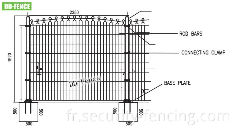 868 656 double horizontal métallique métallique arc arc top déco double clôture en mailles pour garden road piéton parc école d'usine résidentielle